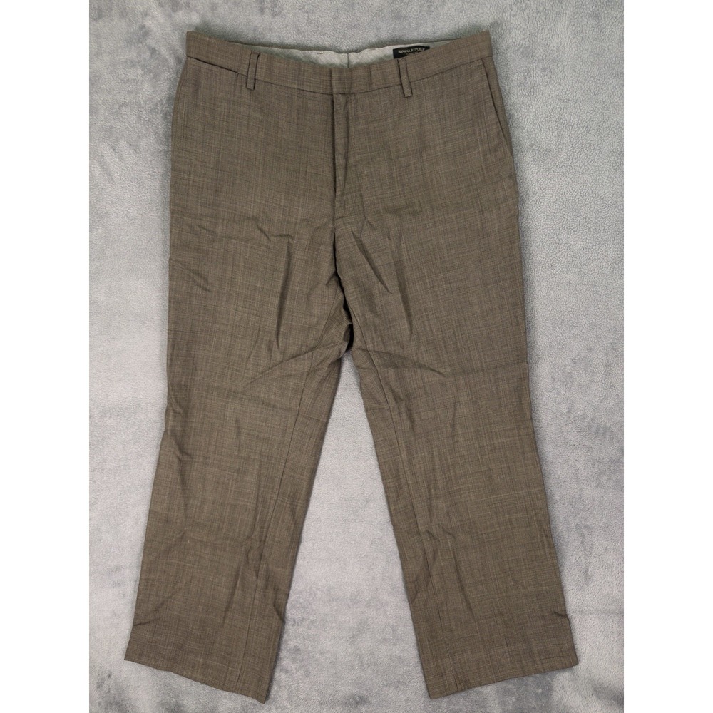 Banana Republic Dress Pants Mens 36x30 Brown Houndstooth Classic 100% Wool
